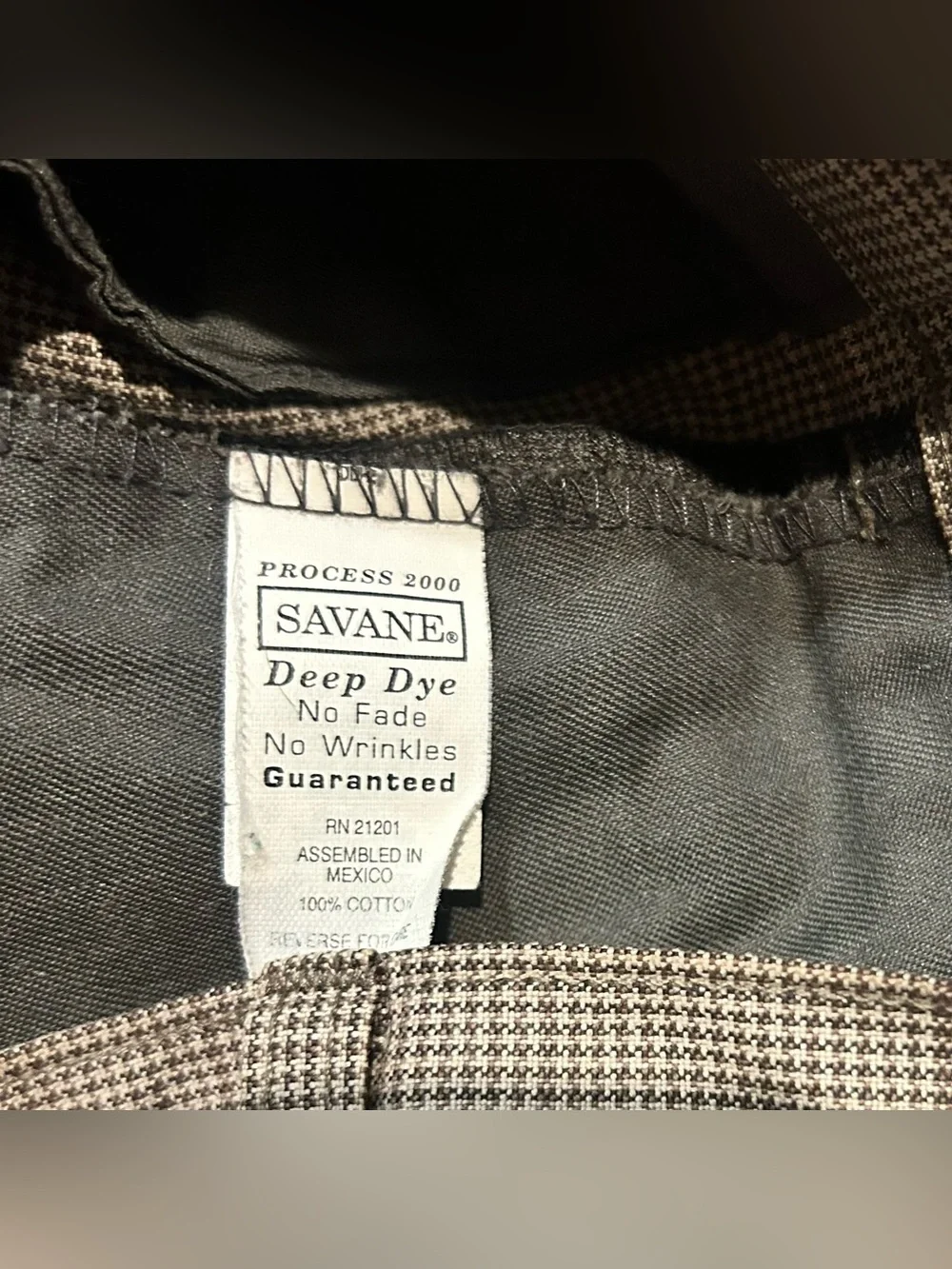 Savane Deep Dye Pleat Front Dress Pants Slacks 38x32 Houndstooth Pattern